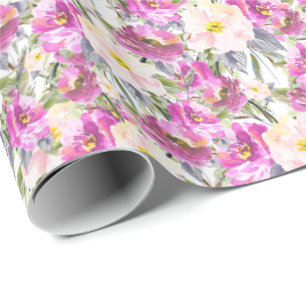Pink Roses Floral Wrapping Paper