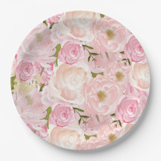 Pink roses flower plates (Front)