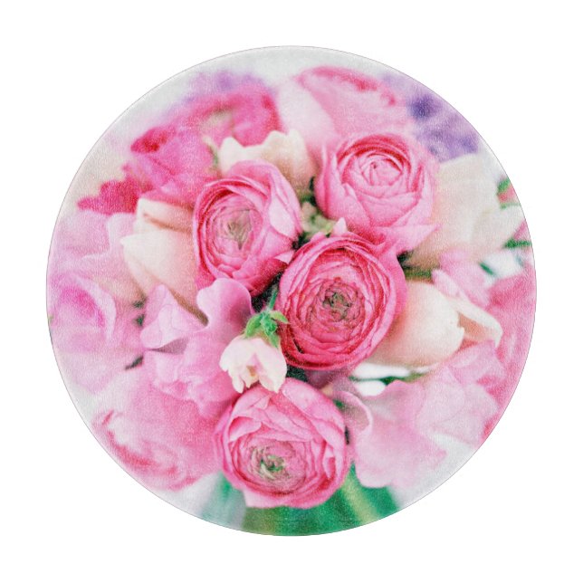 Pink Roses Flowers Cutting Board (Front)