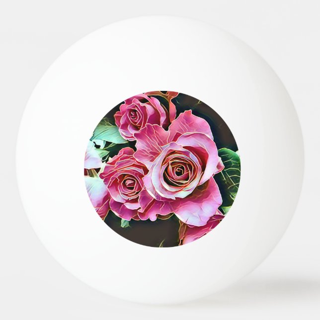 PINK ROSES FLOWERS PING PONG BALL (Front)