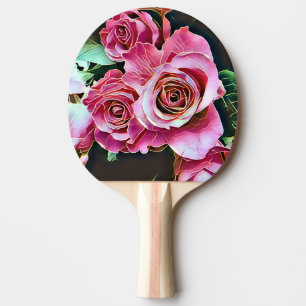 PINK ROSES FLOWERS PING PONG PADDLE