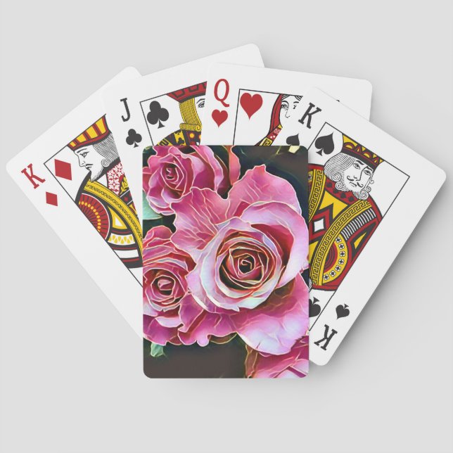 PINK ROSES FLOWERS PLAYING CARDS (Back)