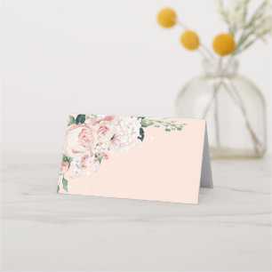 Pink Roses Folded Place Card