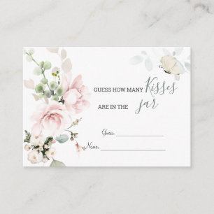 Pink Roses Foliage How many Kisses in Jar Enclosure Card