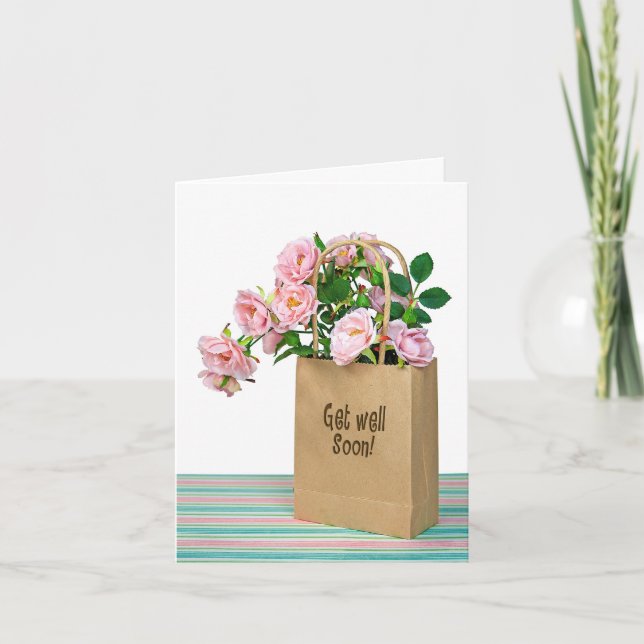 Pink roses for Get Well Soon Card (Front)