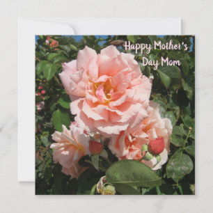 Pink Roses For Mum Holiday Card