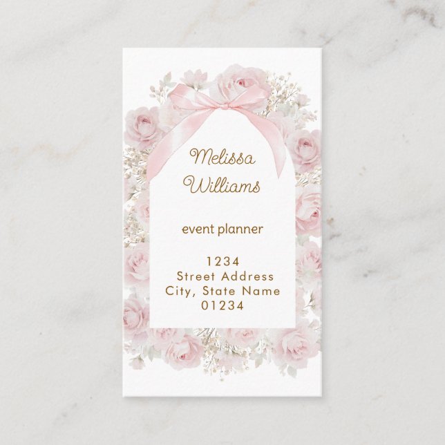 pink roses frame business card (Front)