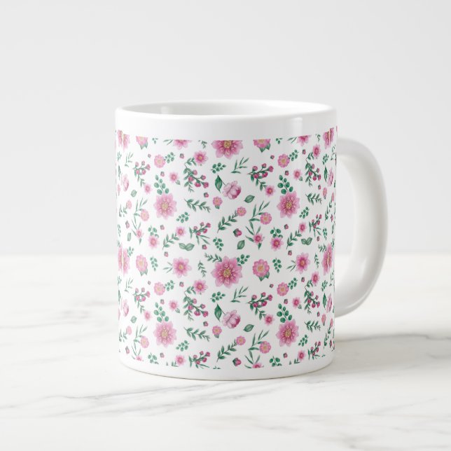 Pink Roses Galore  Large Coffee Mug (Front Right)