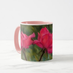 Pink Roses Garden Art Pretty Flower Mug Cup
