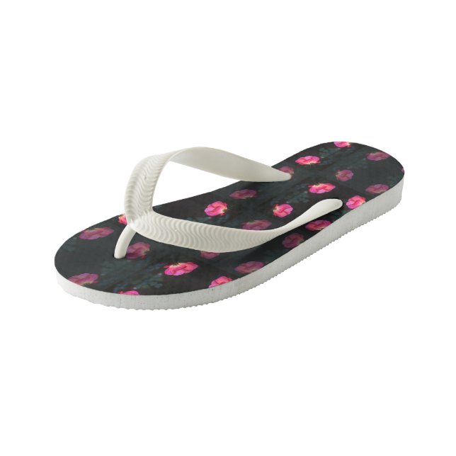 Pink Roses Garden Kid's Thongs (Angled)