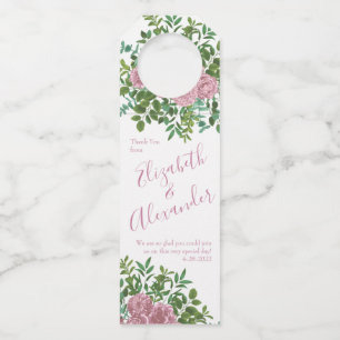 Pink Roses Garden Spring Wedding Bottle Tag