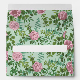 Pink Roses Garden Spring Wedding Envelope