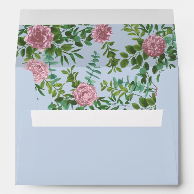 Pink Roses Garden Spring Wedding Envelope (Back (Bottom))