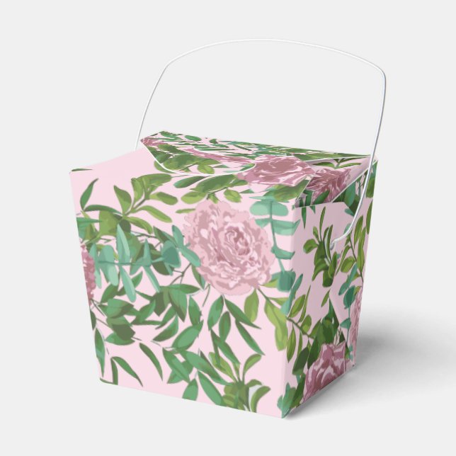 Pink Roses Garden Spring Wedding Favour Box (Front Side)