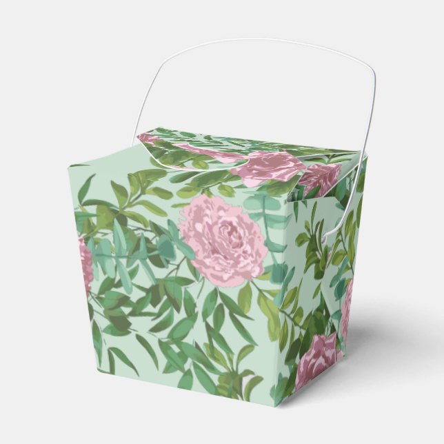 Pink Roses Garden Spring Wedding Favour Box (Front Side)