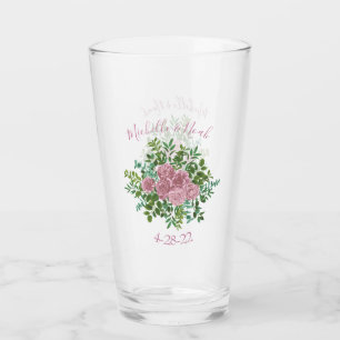 Pink Roses Garden Spring Wedding Glass