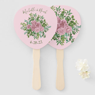 Pink Roses Garden Spring Wedding Hand Fan