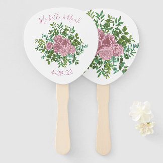 Pink Roses Garden Spring Wedding Hand Fan