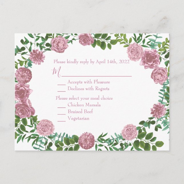 Pink Roses Garden Spring Wedding Postcard (Front)