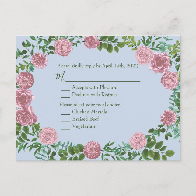 Pink Roses Garden Spring Wedding Postcard (Front)