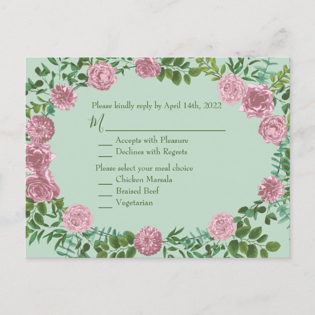 Pink Roses Garden Spring Wedding Postcard (Front)