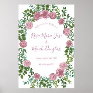 Pink Roses Garden Spring Wedding Poster