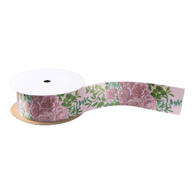 Pink Roses Garden Spring Wedding Satin Ribbon (Spool)
