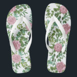 Pink Roses Garden Spring Wedding Thongs<br><div class="desc">Beautiful garden wedding rose vines in elegant and graceful soft pink.  Perfect for a spring wedding with beautiful and pretty artwork for your bridal shower or event.</div>