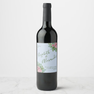Pink Roses Garden Spring Wedding Wine Label