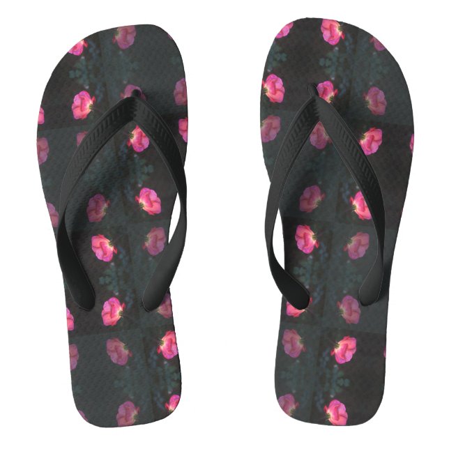 Pink Roses Garden Thongs (Footbed)