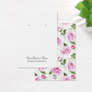 Pink Roses Geometric Frame Earring Display Card