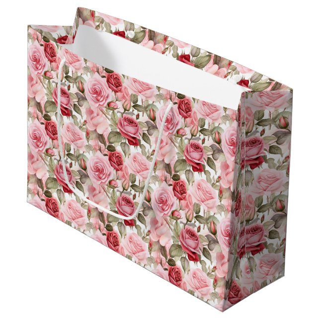 Pink Roses Gift Bag (Front Angled)