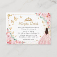 Pink Roses Gold Quinceanera Reception Details