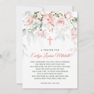 Pink Roses Greenery Foliage Baptism Prayer  Invita Invitation