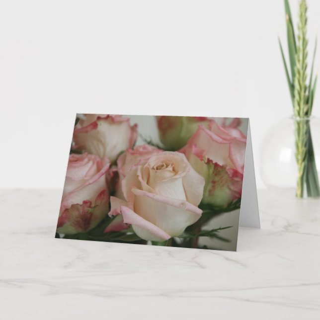 Pink Roses Greeting Card (Front)