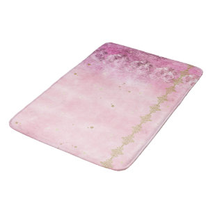 Pink Roses Grunge Damask - Bath Mat