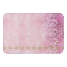 Pink Roses Grunge Damask - Bath Mat