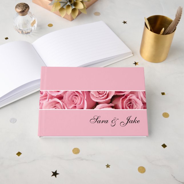 Pink Roses Guest Book (Front Open)