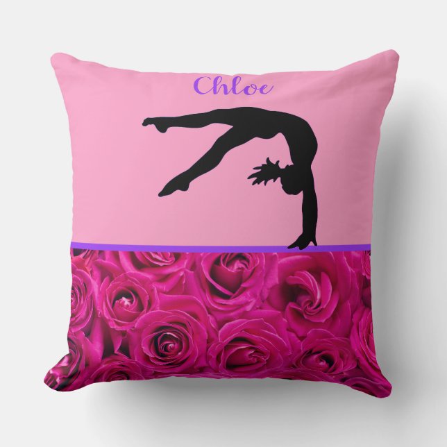 Pink Roses Gymnastics Tumbling Cushion (Front)