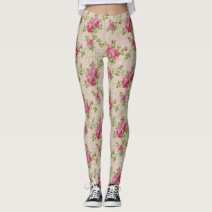 Pink Roses Hand Painted Leggings