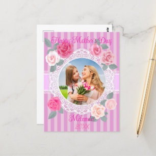 Pink Roses Happy Mother’s Day Postcard