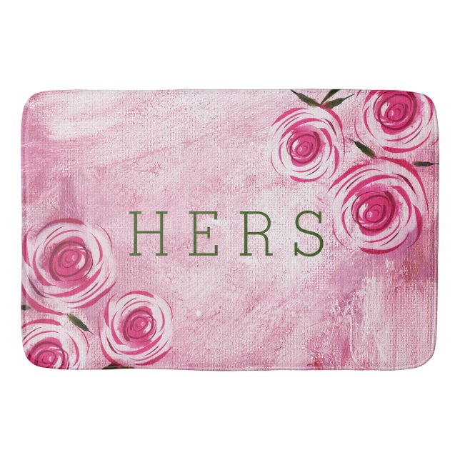 Pink Roses Hers Bath Mat (Front)