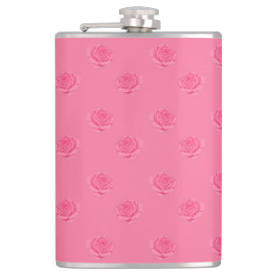 Pink roses hip flask