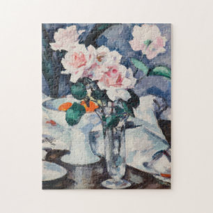 Pink Roses in a Glass Vase   Samuel John Peploe Jigsaw Puzzle
