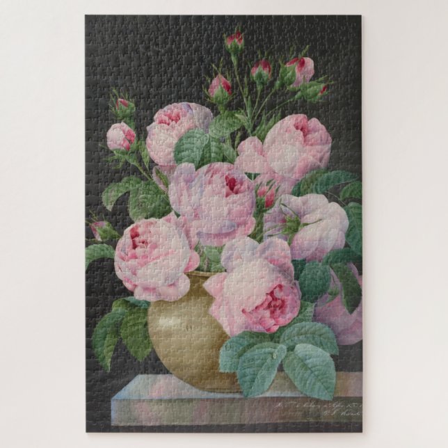 Pink Roses in a Vase – Pierre Joseph Redouté Jigsaw Puzzle (Vertical)