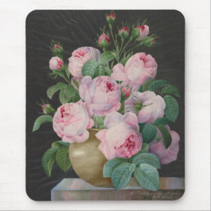 Pink Roses in a Vase – Pierre Joseph Redouté Mouse Pad
