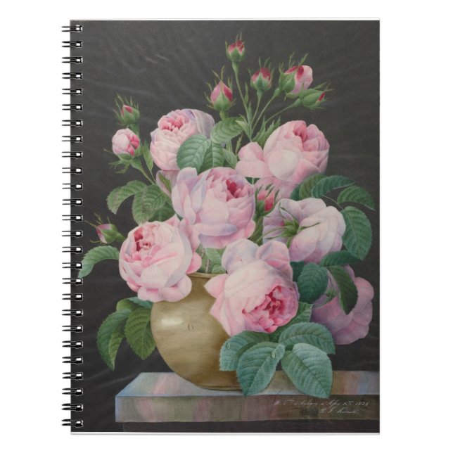 Pink Roses in a Vase – Pierre Joseph Redouté Notebook (Front)
