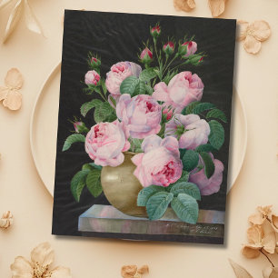 Pink Roses in a Vase – Pierre Joseph Redouté Postcard