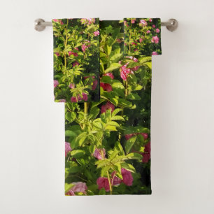 Pink Roses in bloom Bath Towel Set