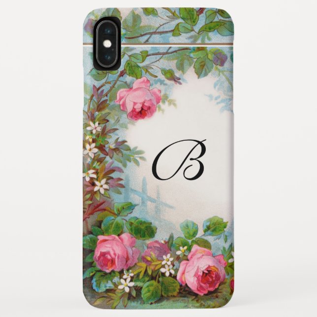 PINK ROSES & JASMINES FLORAL MONOGRAM Case-Mate iPhone CASE (Back)